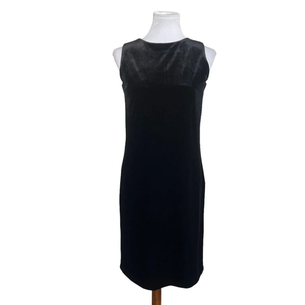 Victor Costa‎ Occasion Womens Sleeveless Black Velvet Shift Dress XS